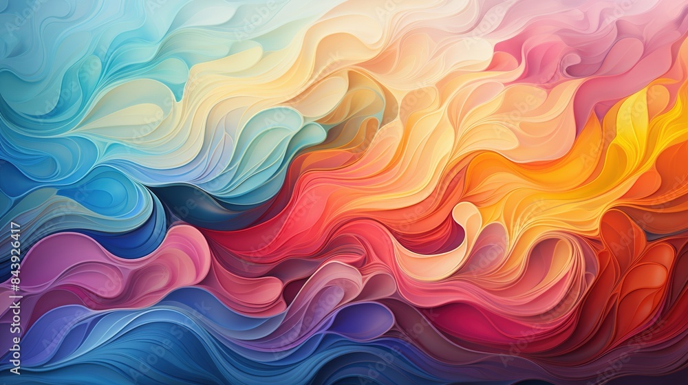 Obraz premium Vibrant abstract swirls in pride flag colors evoke dynamic motion with bright energy