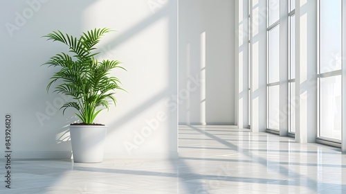 Indoor plant minimalist office interior design white background