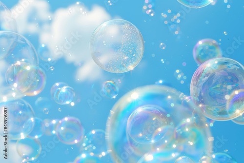 Wallpaper Mural Colorful Bubbles Floating in Blue Sky Torontodigital.ca