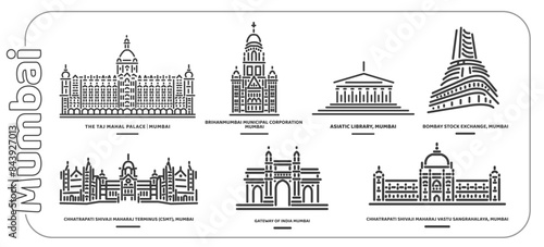 Mumbai monuments icons
