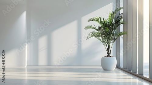 Indoor plant  minimalist office interior design  white background