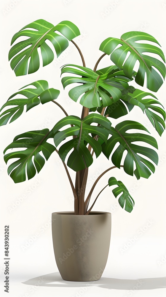 Monstera plant in a pot on white background Monstera plant in a pot on white background