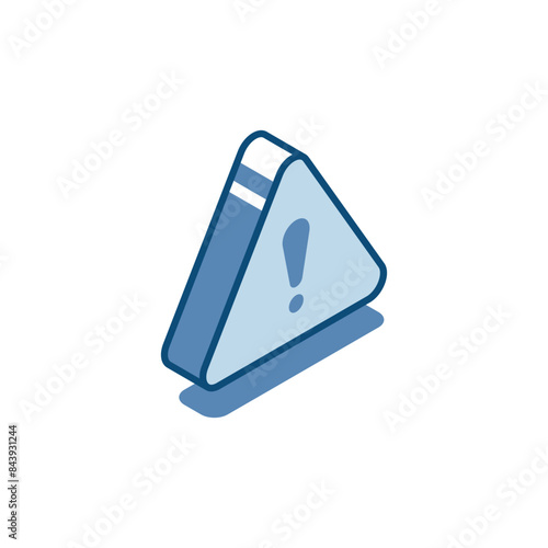 isometric vector triangular with an exclamation mark linear icon, in color on a white background, an important warning or alert