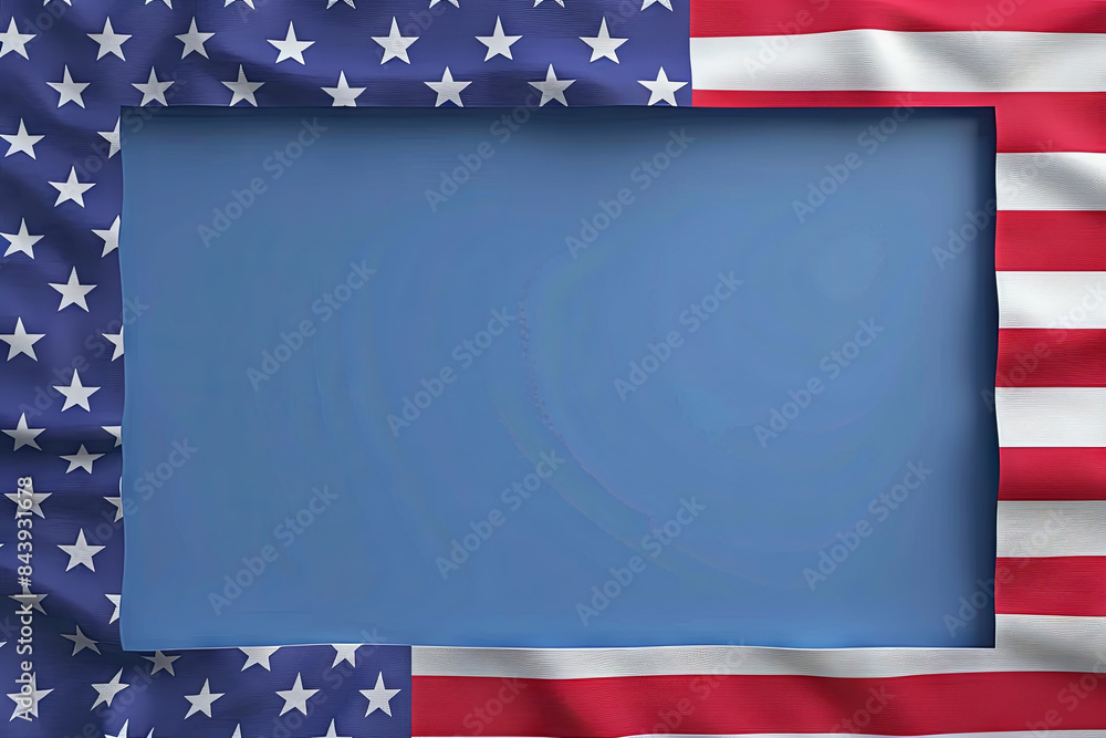 Obraz premium 4th july american independence day flyer template with wave flag background and. poster, banner, greeting card. Generative AI