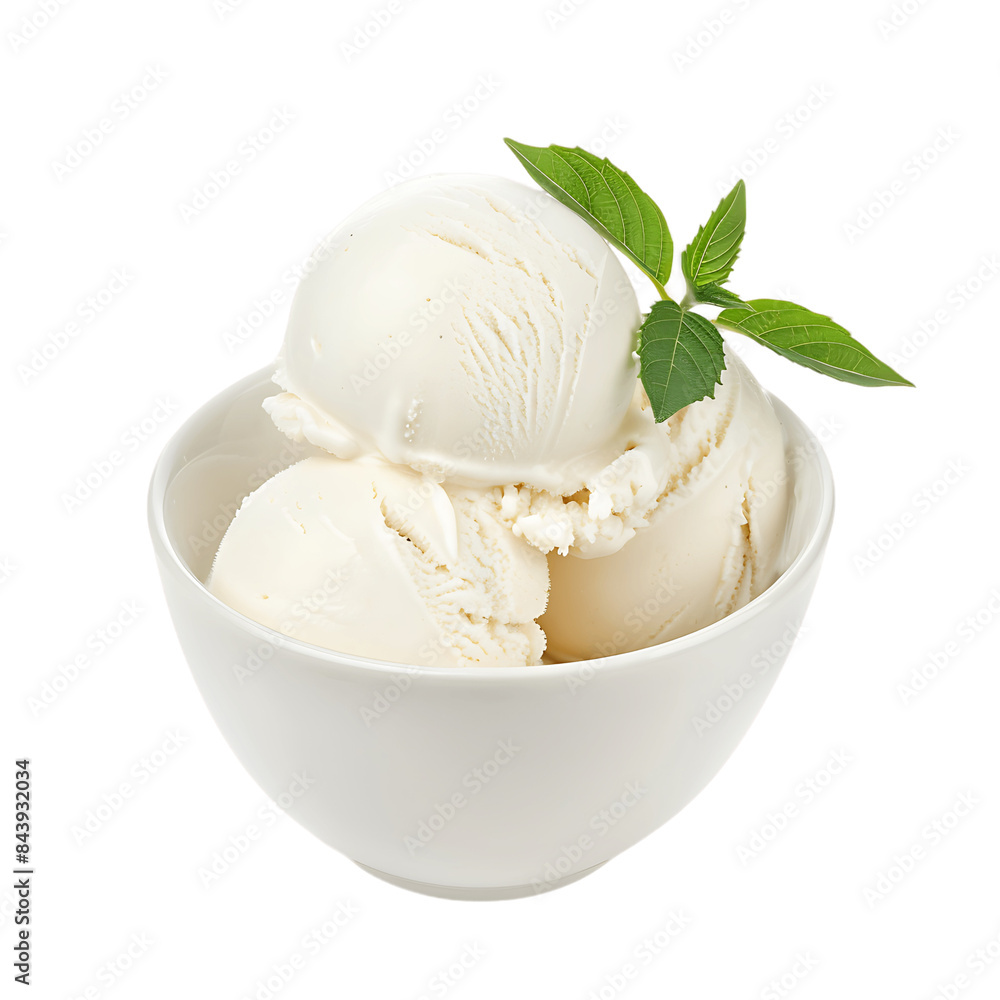 Sweet Vanilla Dessert with Decorative Leaf Isolated on Transparent Backdrop Sweet Vanilla Dessert with Decorative Leaf Isolated on Transparent Backdrop