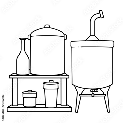 Equipment and setup of a craft beer brewery.