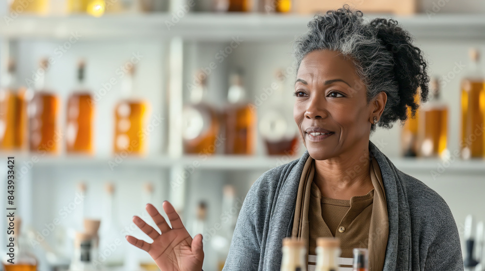 Elegant Senior African American Woman in Perfumery Elegant Senior African American Woman in Perfumery