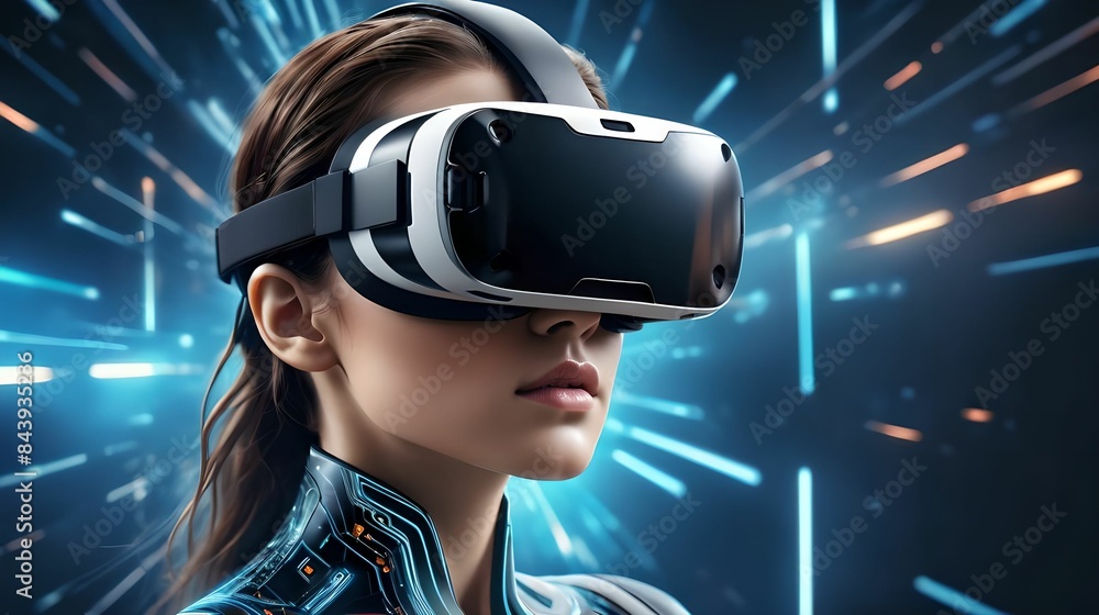 Girl in virtual reality glasses