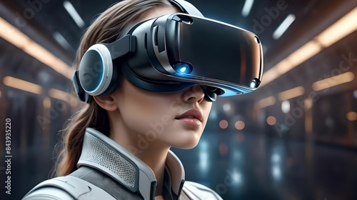 Girl in virtual reality glasses