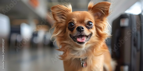 Chihuahua dog with a big smile in a travel photo. Concept Pet Photography, Travel Adventures, Smiling Chihuahua, Cute Animals, Vacation Memories © Ян Заболотний