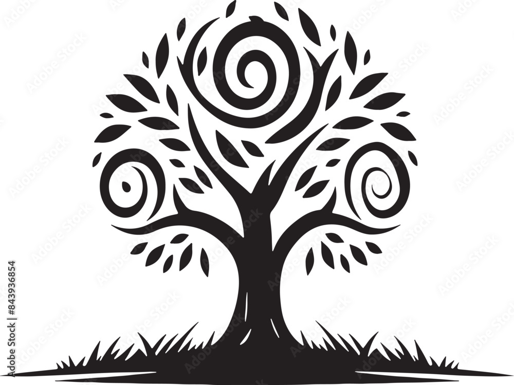 Obraz premium Minimalist Tree Silhouette Illustration Design