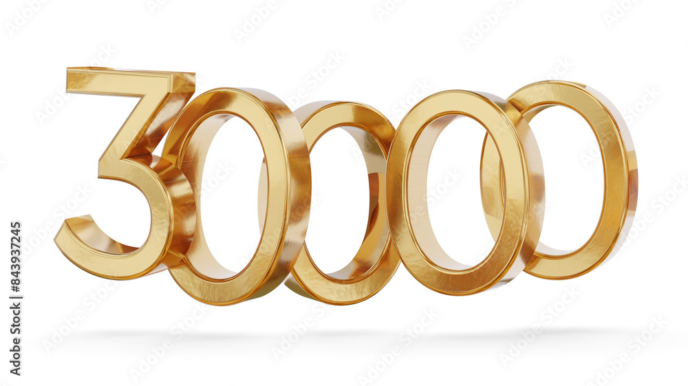 30000, thirty thousand golden number 3d-illustration isolated, gold metallic 30000, thirty thousand golden number 3d-illustration isolated, gold metallic