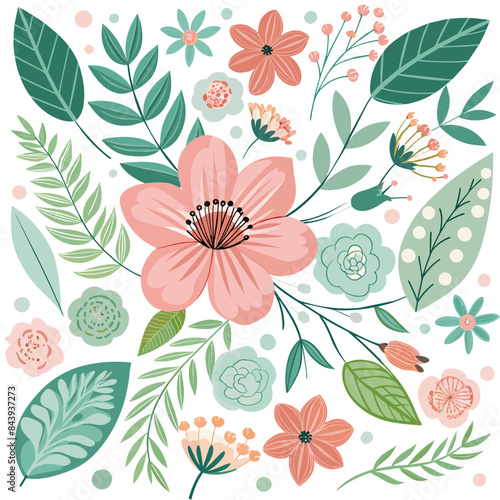 Simple Floral Pattern Of Tropical Plant Illustration