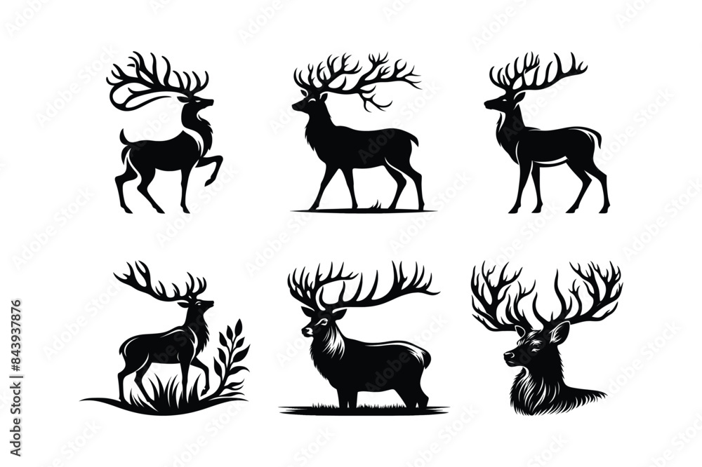Fototapeta premium Deer Vector Silhouette Illustration