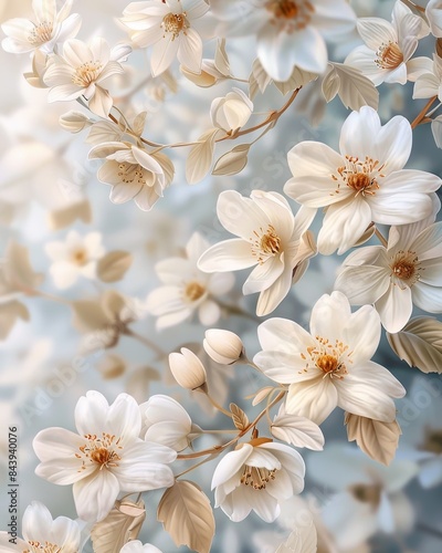 Gorgeous white floral design on a pastel background  creating an elegant aesthetic.