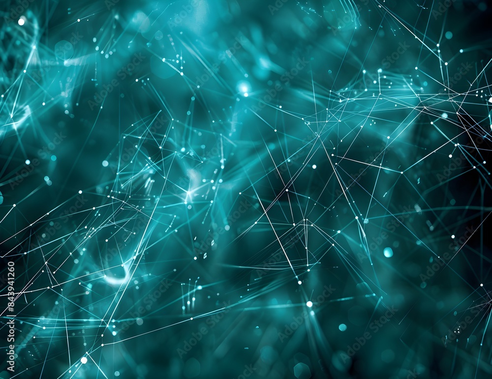 Abstract digital background with blue glowing network connections and polygonal lines on a dark teal backdrop, depicting a technology concept
Abstract digital background with blue glowing network connections and polygonal lines on a dark teal backdrop, depicting a technology concept