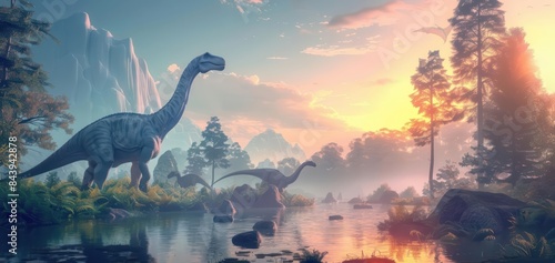 Fototapeta Naklejka Na Ścianę i Meble -  Cute Dinosaur Land