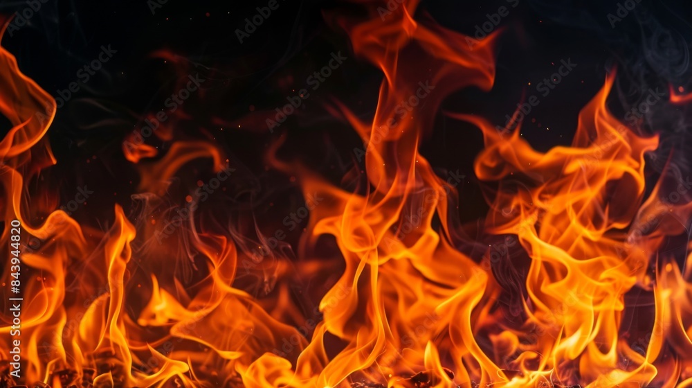 Texture of fire flames on black background. Burning red hot sparks Texture of fire flames on black background. Burning red hot sparks