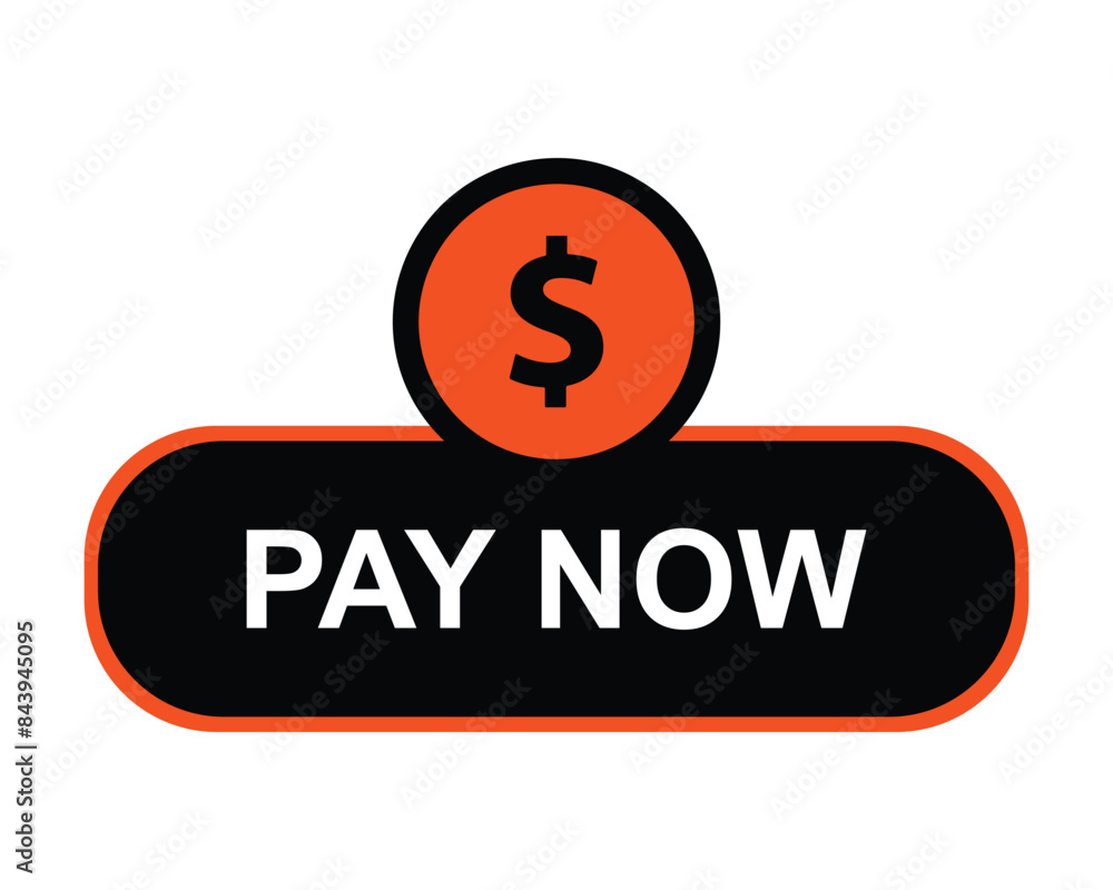 pay now button on white background. pay now button sign