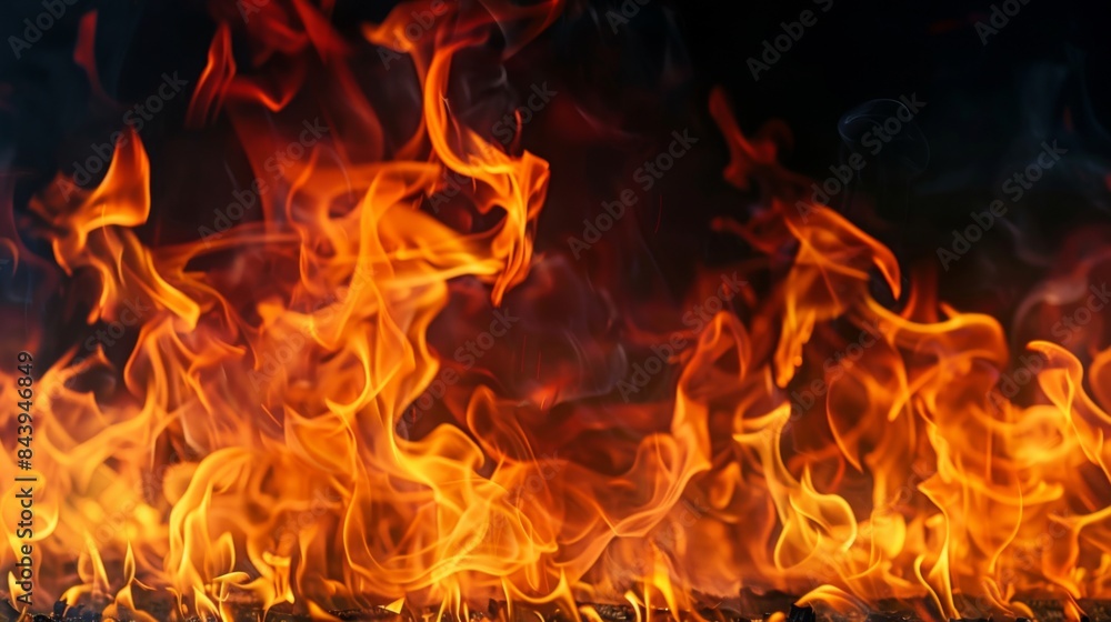 Texture of fire flames on black background. Burning red hot sparks Texture of fire flames on black background. Burning red hot sparks