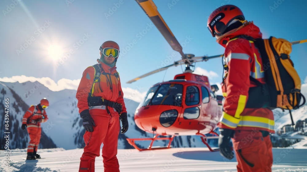 Mountain Rescue Team Prepares for Emergency Response in Snowy Alps Mountain Rescue Team Prepares for Emergency Response in Snowy Alps