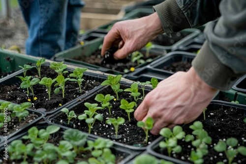 Gardener Prepares Seed Trays in a Greenhouse