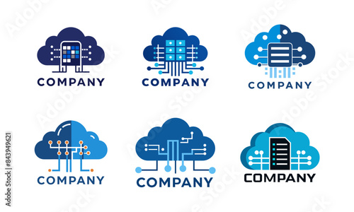 set of logo cloud shaped vector