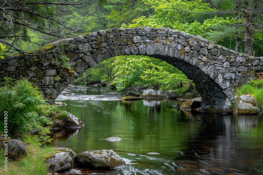 Historic Stone Bridge Over Coastal River Historic Stone Bridge Over Coastal River