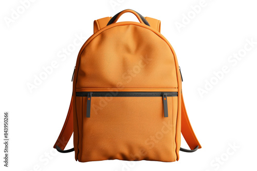 Orange school backpack on isolated background. Back to school concept
