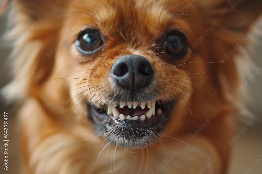 Naklejka premium Close-up of Aggressive Dog Growling