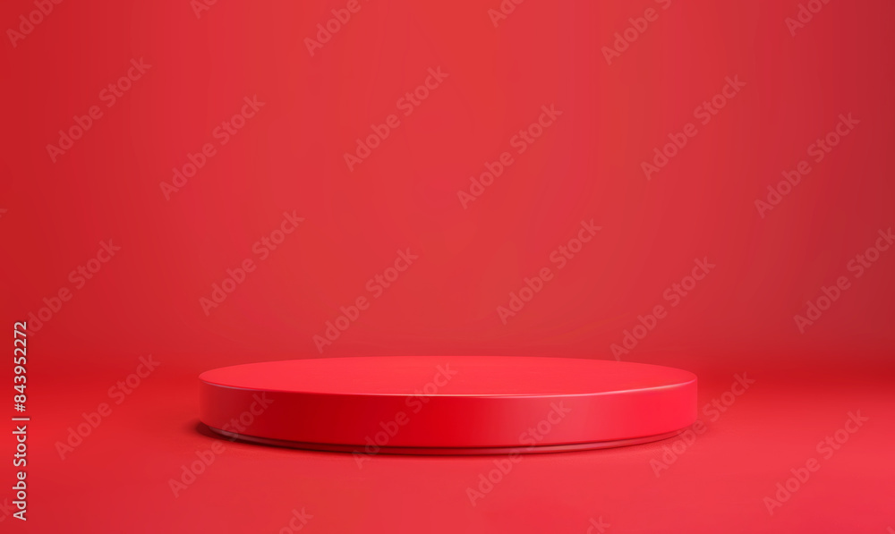 Vibrant red pedestal on a red background perfect for product display Vibrant red pedestal on a red background perfect for product display