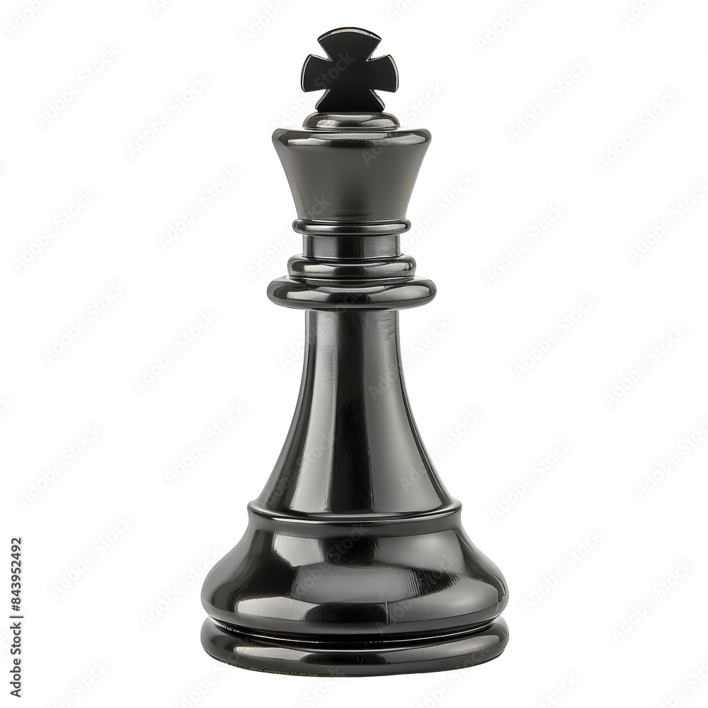 Close-up image of a black king chess piece on a white background, representing leadership, strategy, and intelligence in a game of chess. PNG transparent Close-up image of a black king chess piece on a white background, representing leadership, strategy, and intelligence in a game of chess. PNG transparent