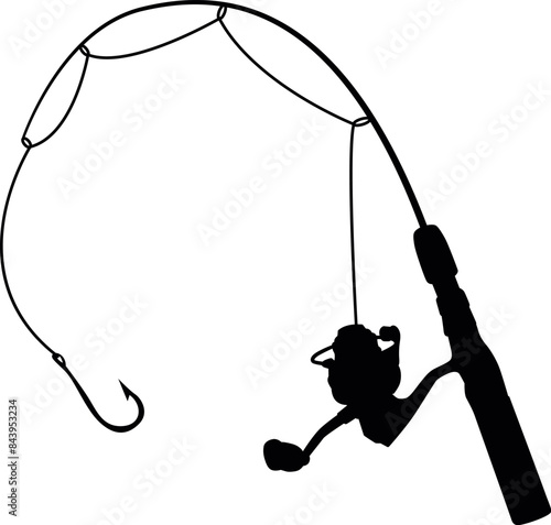 Fishing Rod SVG Cut File for Cricut and Silhouette, EPS Vector, DXF , PNG , JPEG , Zip Folder