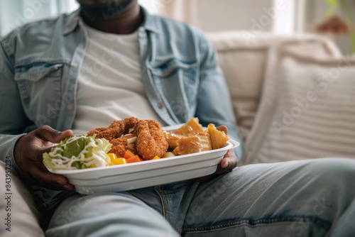 Wallpaper Mural Black Man holding unhealthy food  tray with fried chicken Torontodigital.ca
