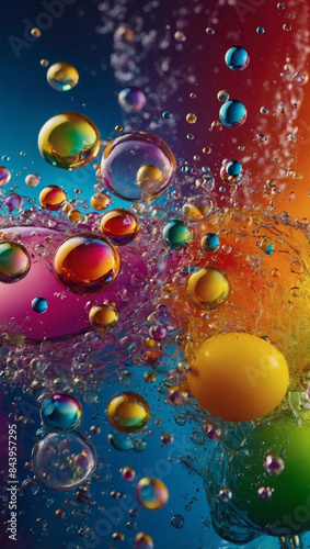 Dynamic PC wallpaper background adorned with floating bubbles against a colorful canvas.