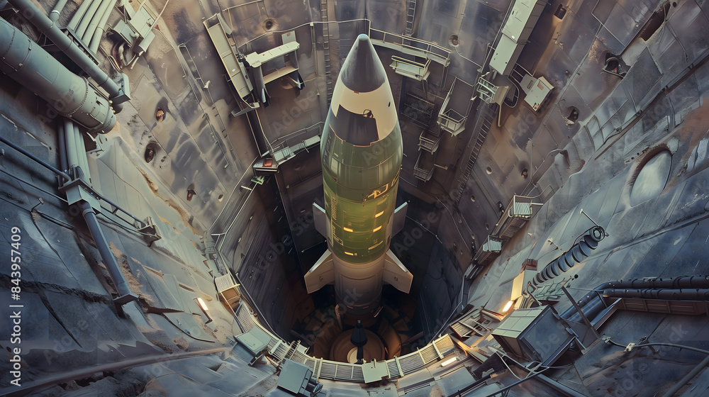 Fototapeta premium Misil nuclear en un silo