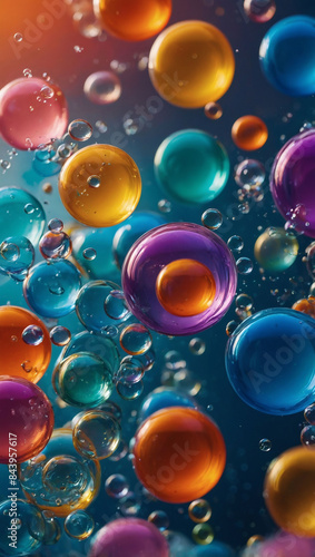 Dynamic PC wallpaper background adorned with floating bubbles against a colorful canvas.