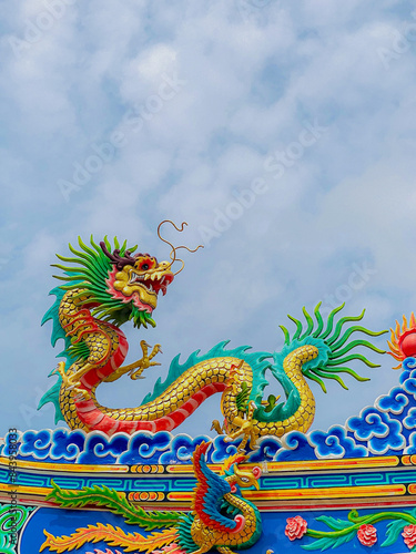 Wallpaper Mural Dragon statue,  dragon symbol, dragon Chinese, is a beautiful Thai and Chinese architecture of shrine, temple. A symbol of good luck and prosperity during the Chinese New Year celebrations. Torontodigital.ca
