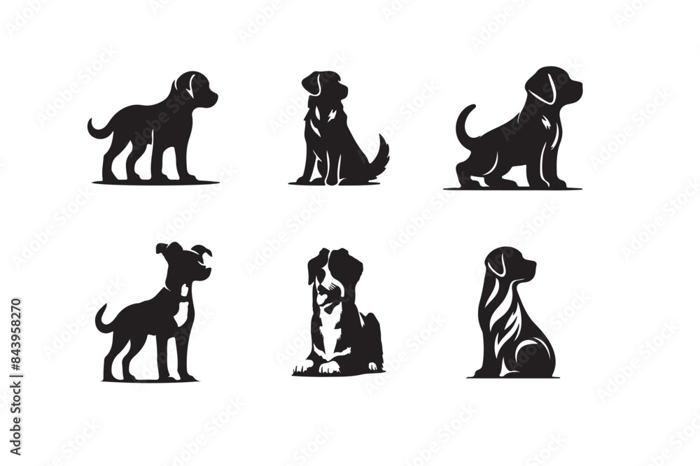 Set of dog silhouette vector illustration. Set of dog silhouette vector illustration.