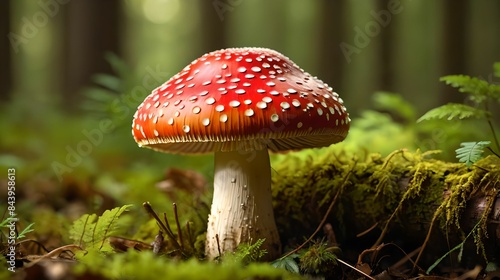 Close-up of a fly agaric in the forest
