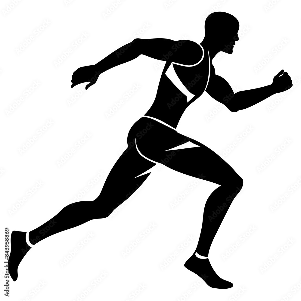 Running man vector silhouette on white background Running man vector silhouette on white background