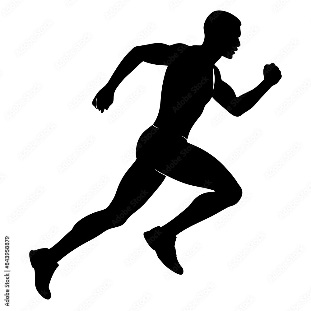 Running man vector silhouette on white background Running man vector silhouette on white background