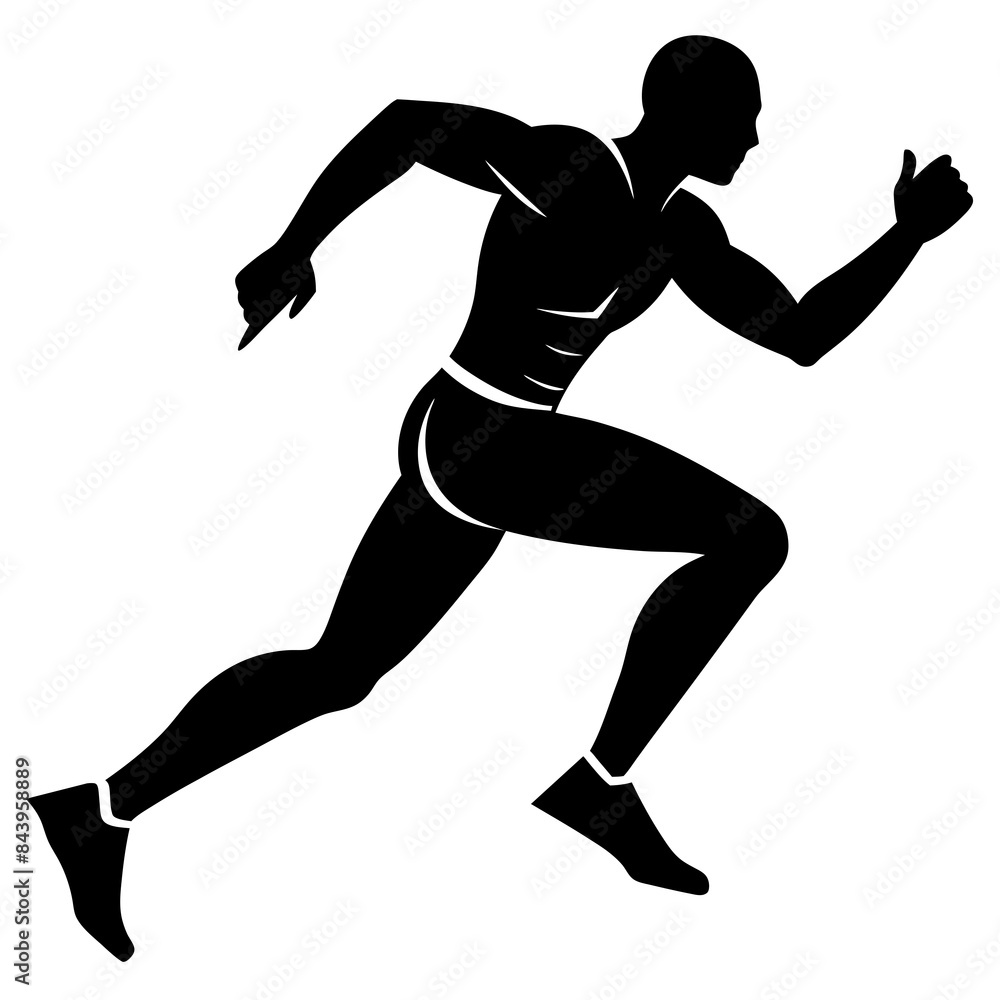 Running man vector silhouette on white background Running man vector silhouette on white background