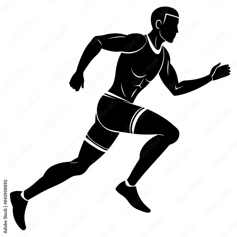 Running man vector silhouette on white background Running man vector silhouette on white background