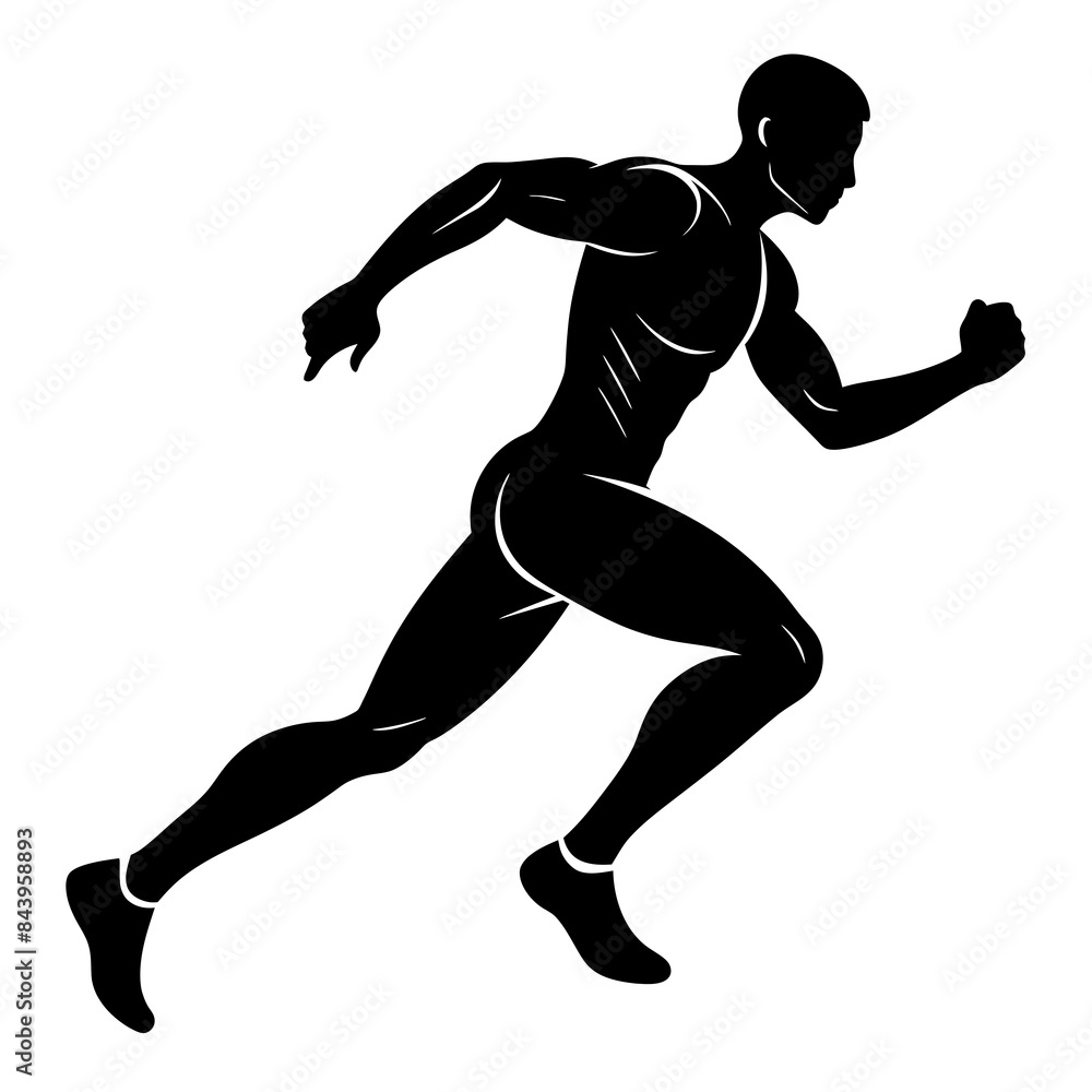 Running man vector silhouette on white background Running man vector silhouette on white background