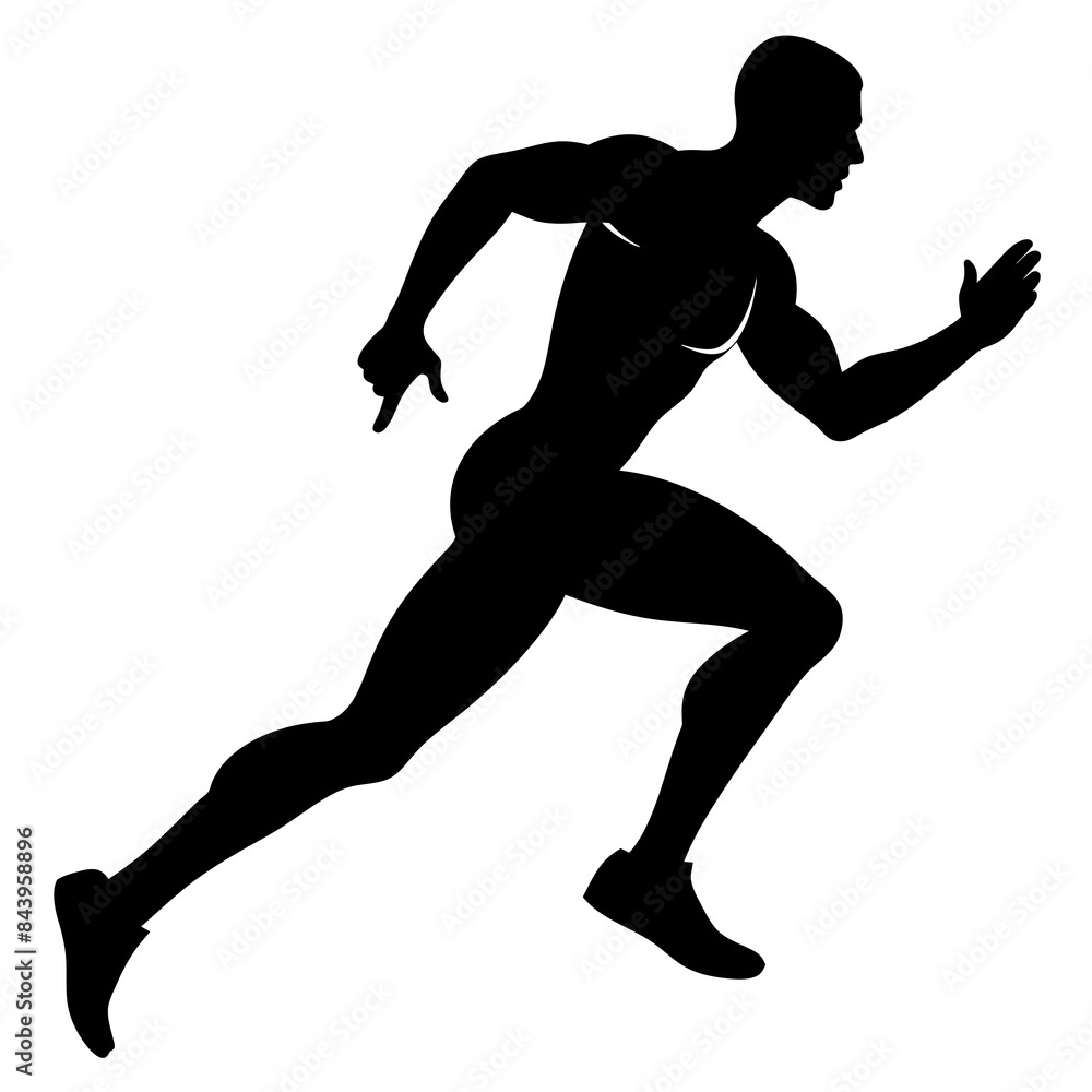 Running man vector silhouette on white background Running man vector silhouette on white background