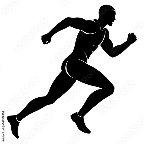 Running man vector silhouette on white background 