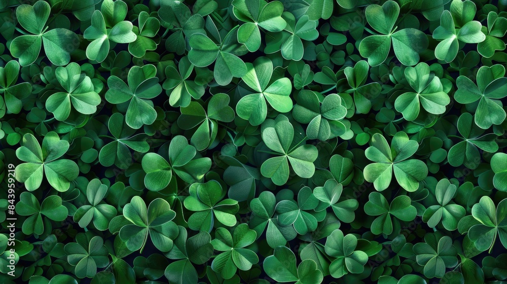 A flawless design of intertwined green shamrock leaves creates a seamless pattern A flawless design of intertwined green shamrock leaves creates a seamless pattern