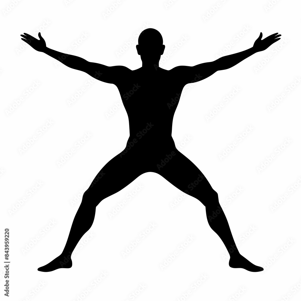 A man stretching his body vector silhouette on white background A man stretching his body vector silhouette on white background