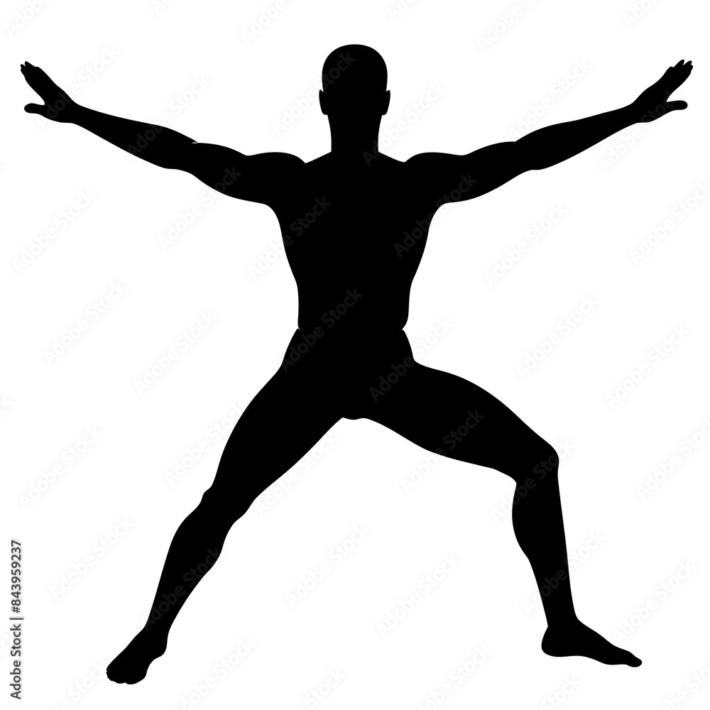 A man stretching his body vector silhouette on white background A man stretching his body vector silhouette on white background
